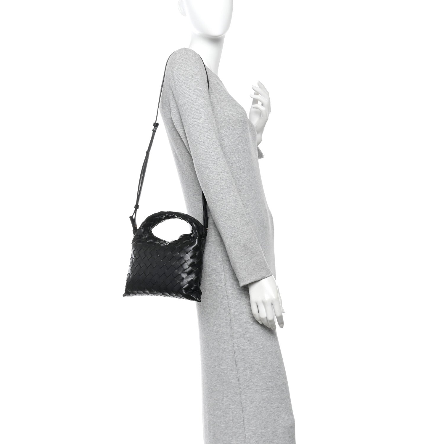 Calfskin Intrecciato Mini Hop Black