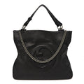 Sakai Be Green Calfskin Diagonal Stitched Medium Blondie Tote Black