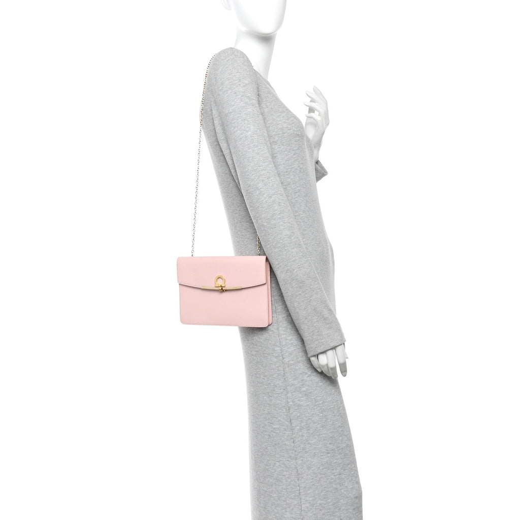 Hammered Calfskin Gancio Wallet On Chain Nylund Pink