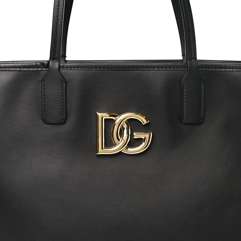 DOLCE GABBANA Calfskin Medium Fefe Tote Black