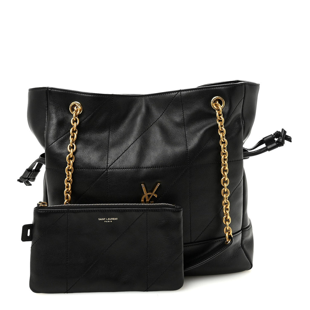 Lambskin Small Jamie Shopping Tote Black