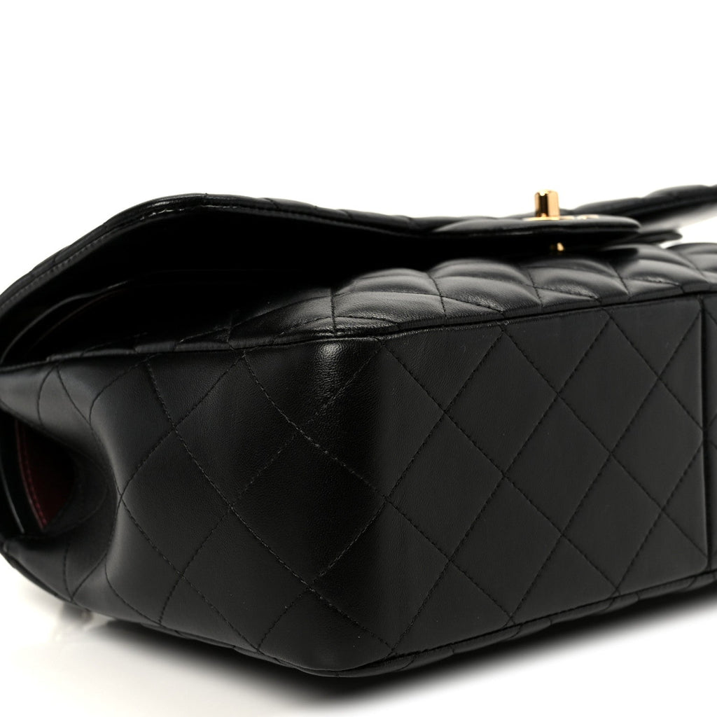 Lambskin Quilted Jumbo Double Flap Black