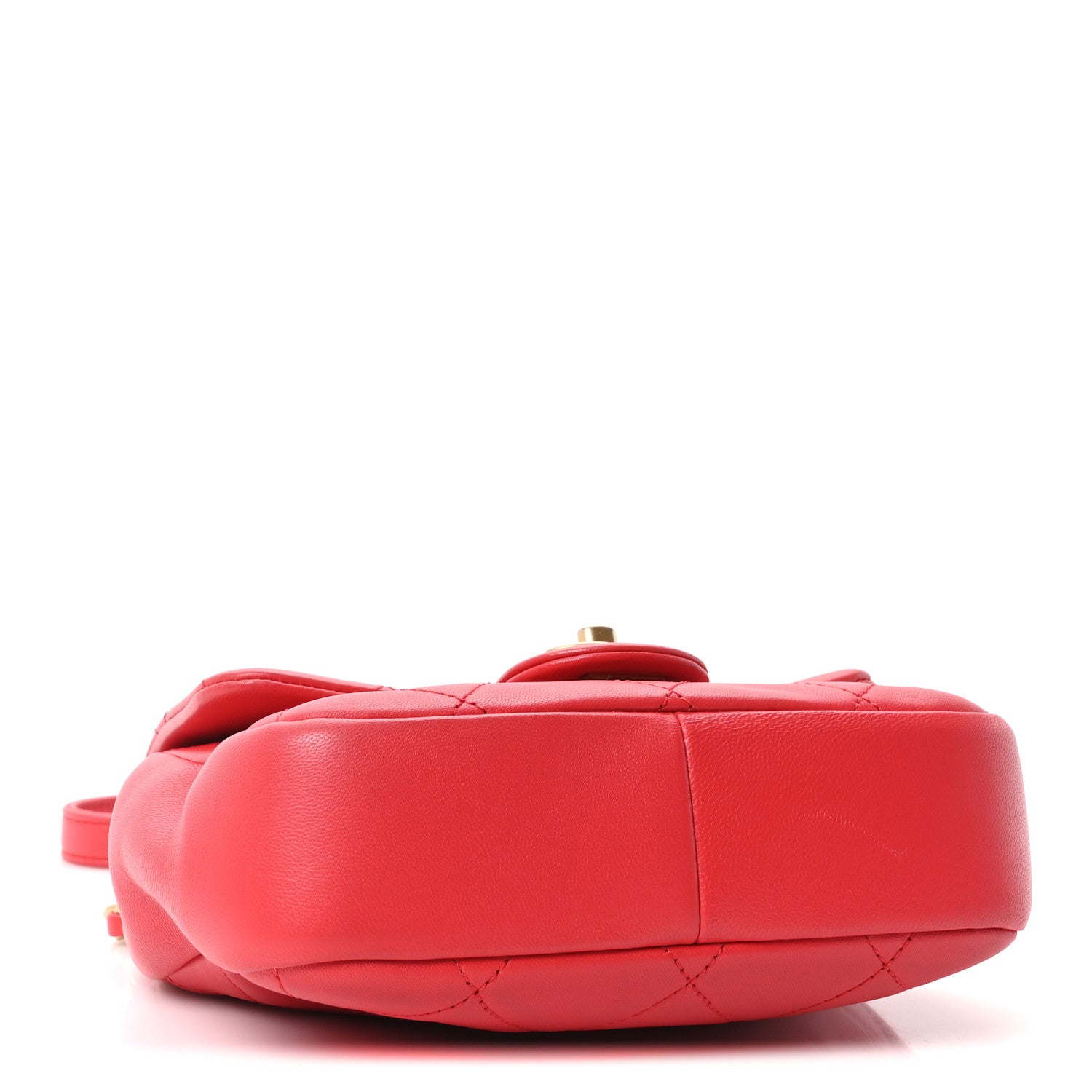 Lambskin Quilted Small Circular Handle Bag Brilliant Rouge