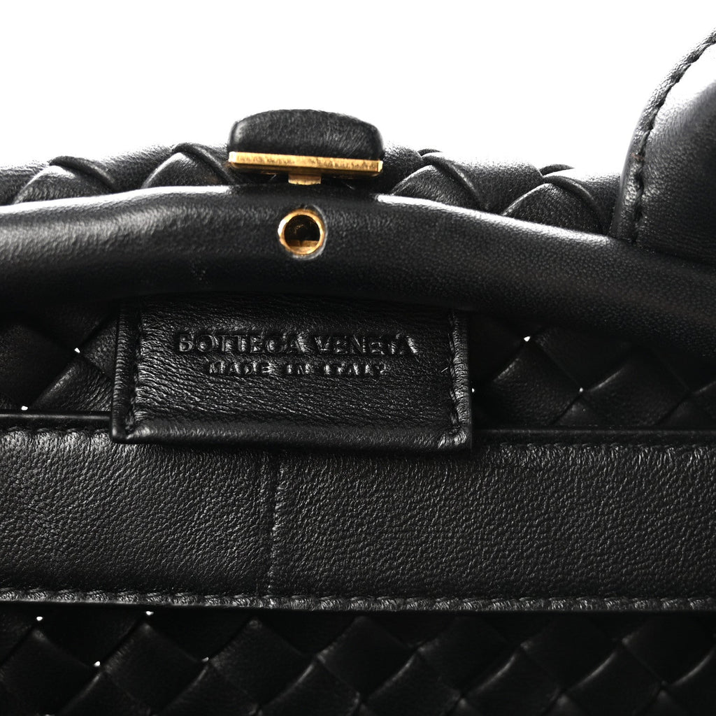 Nappa Intrecciato Padded Small The Top Handle Tote Bag Black