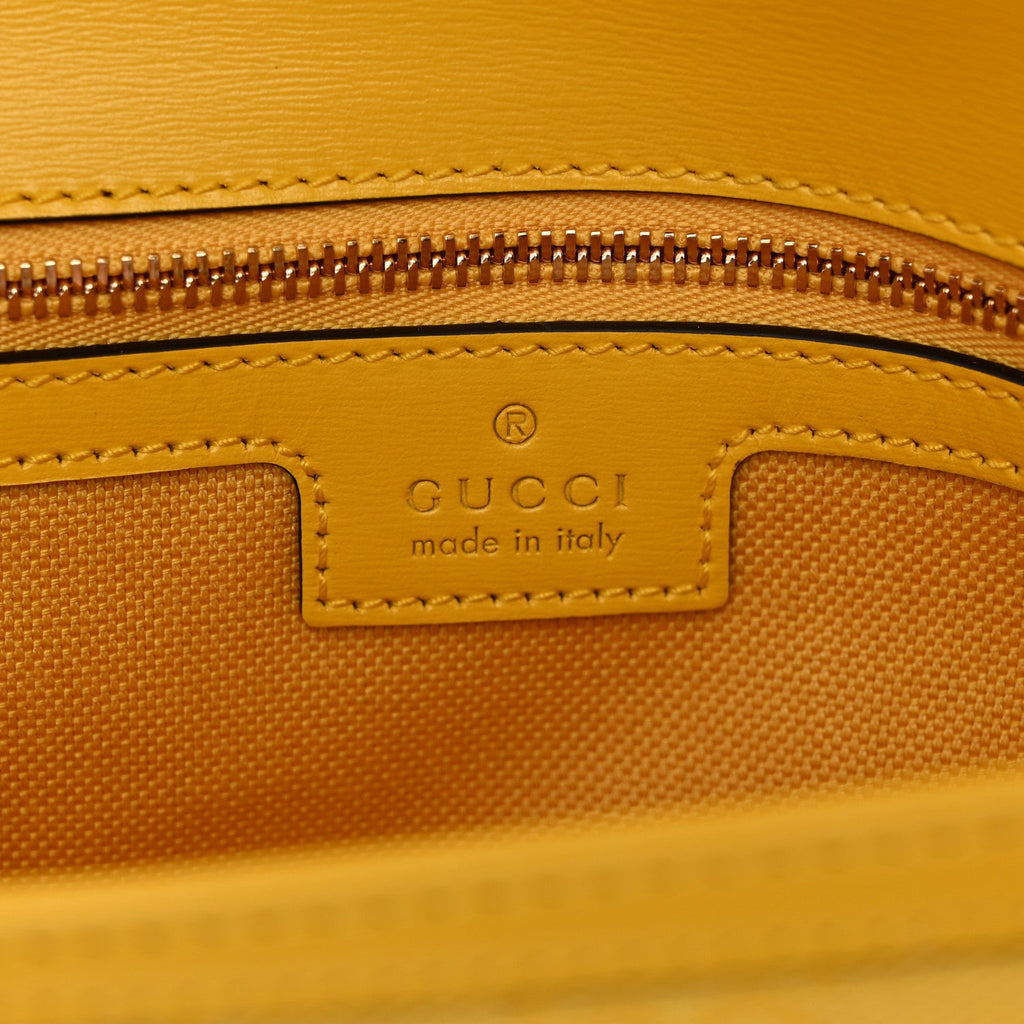 GG Monogram Textured Dollar Calfskin Small Luce Shoulder Bag Yellow