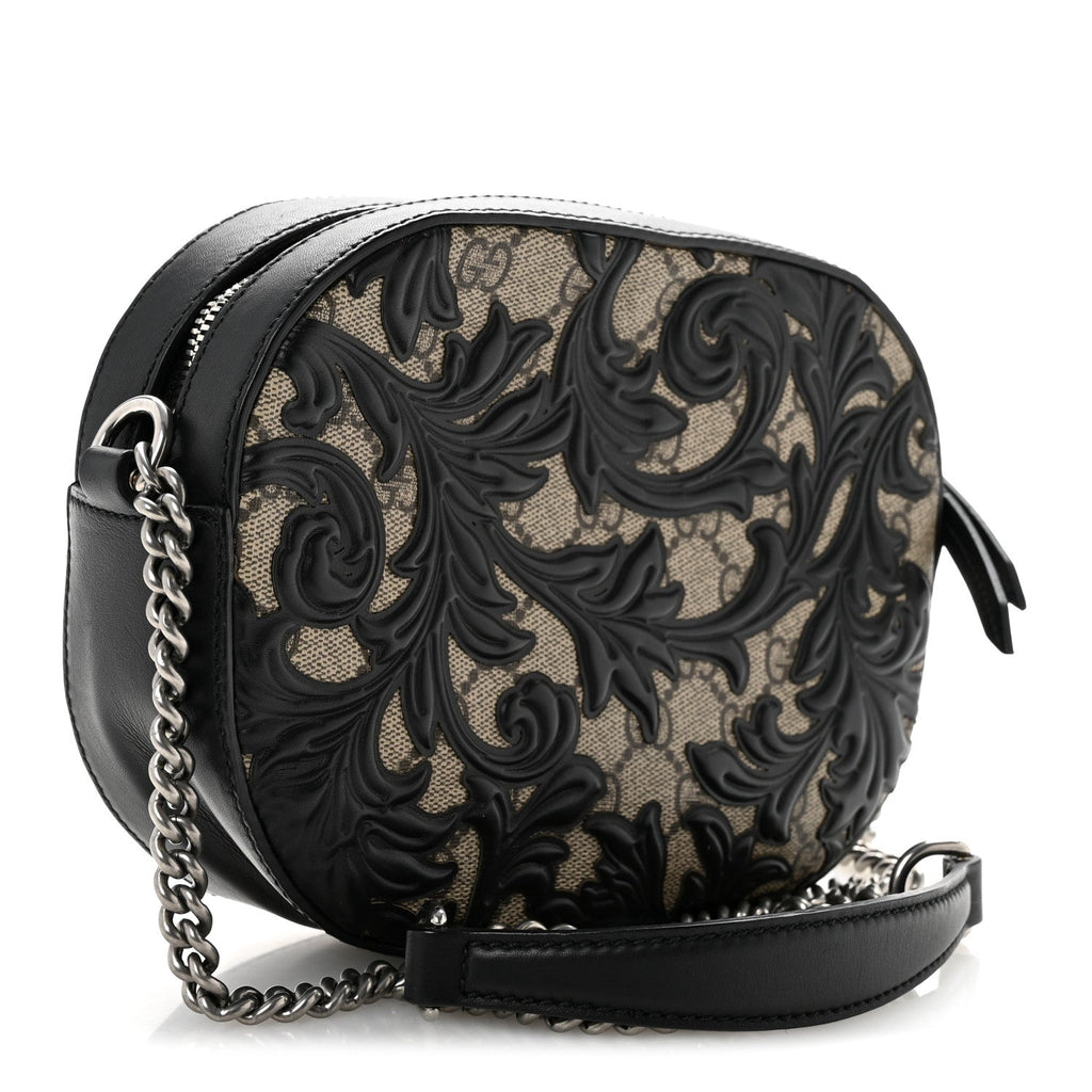 GG Supreme Monogram Arabesque Mini Chain Shoulder Bag Beige Black