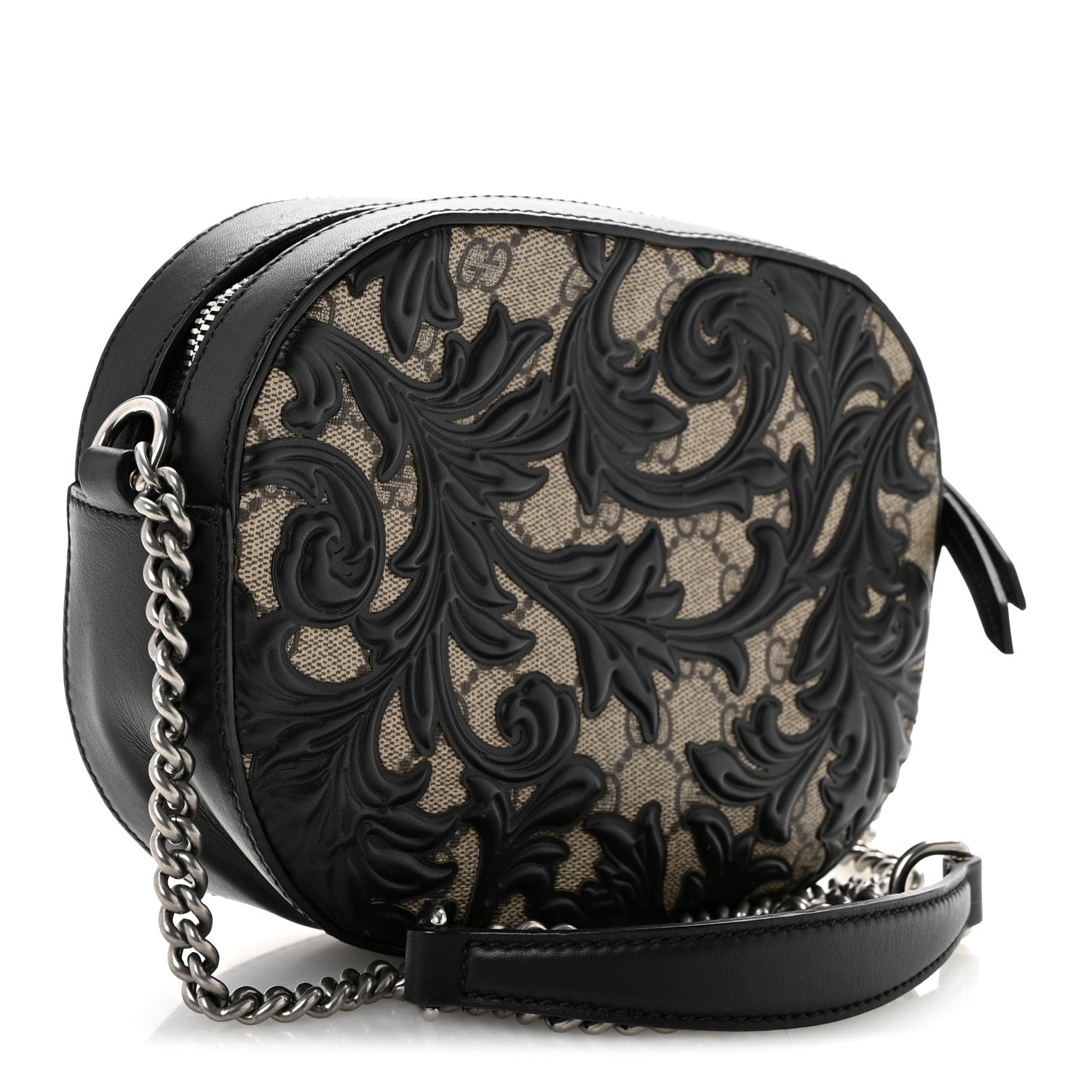 GG Supreme Monogram Arabesque Mini Chain Shoulder Bag Beige Black