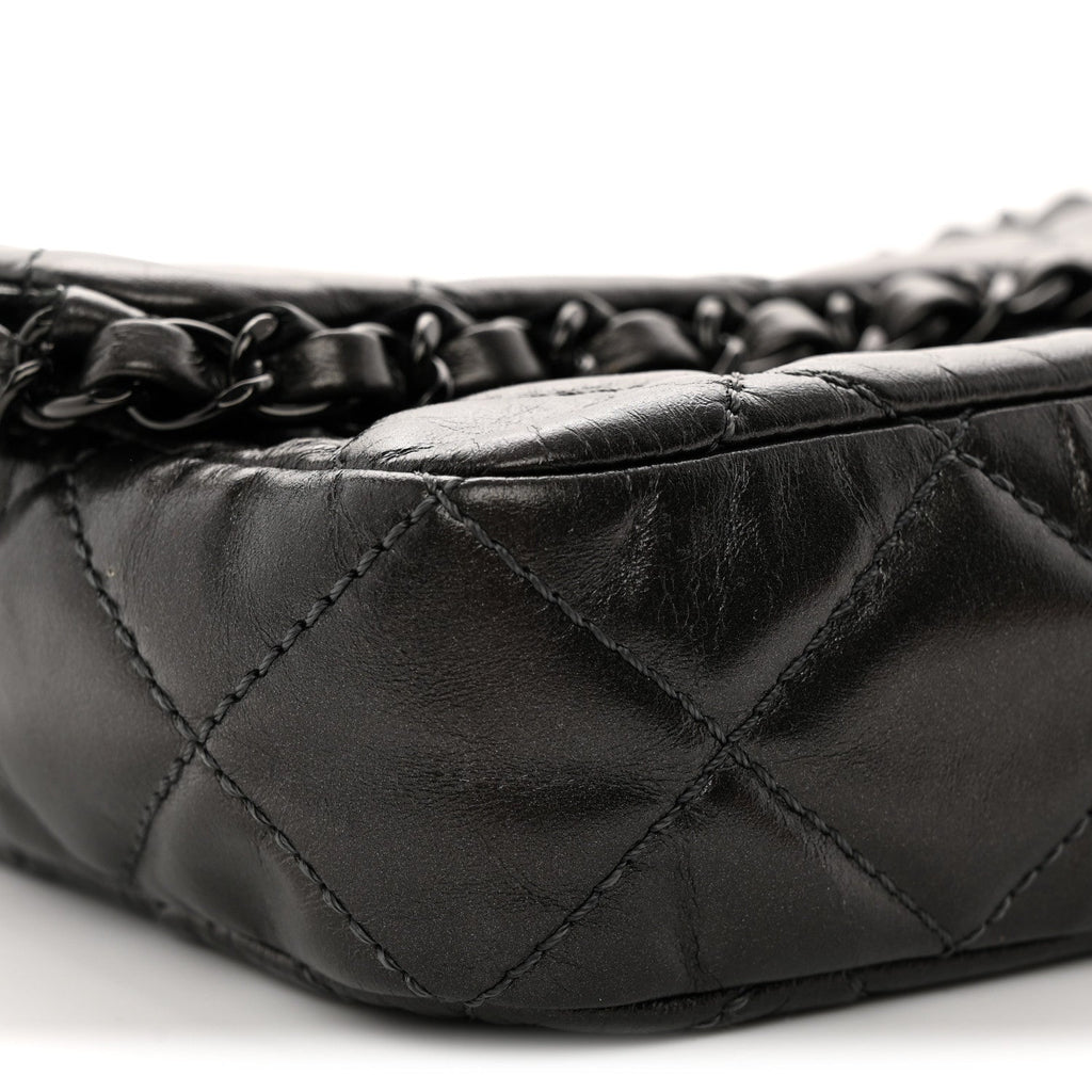 Metallic Calfskin Quilted Chain All Over Flap Bag Grey