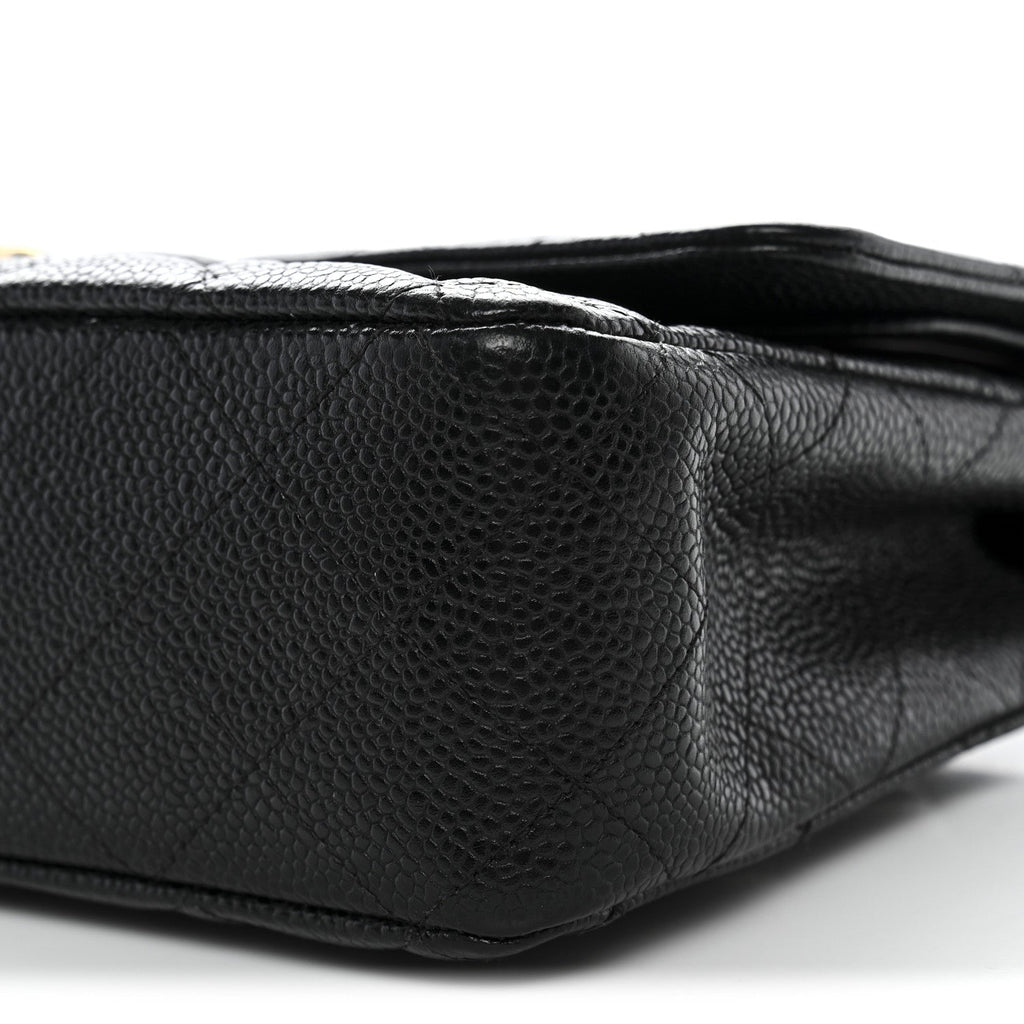 Caviar Quilted Medium Double Flap Black
