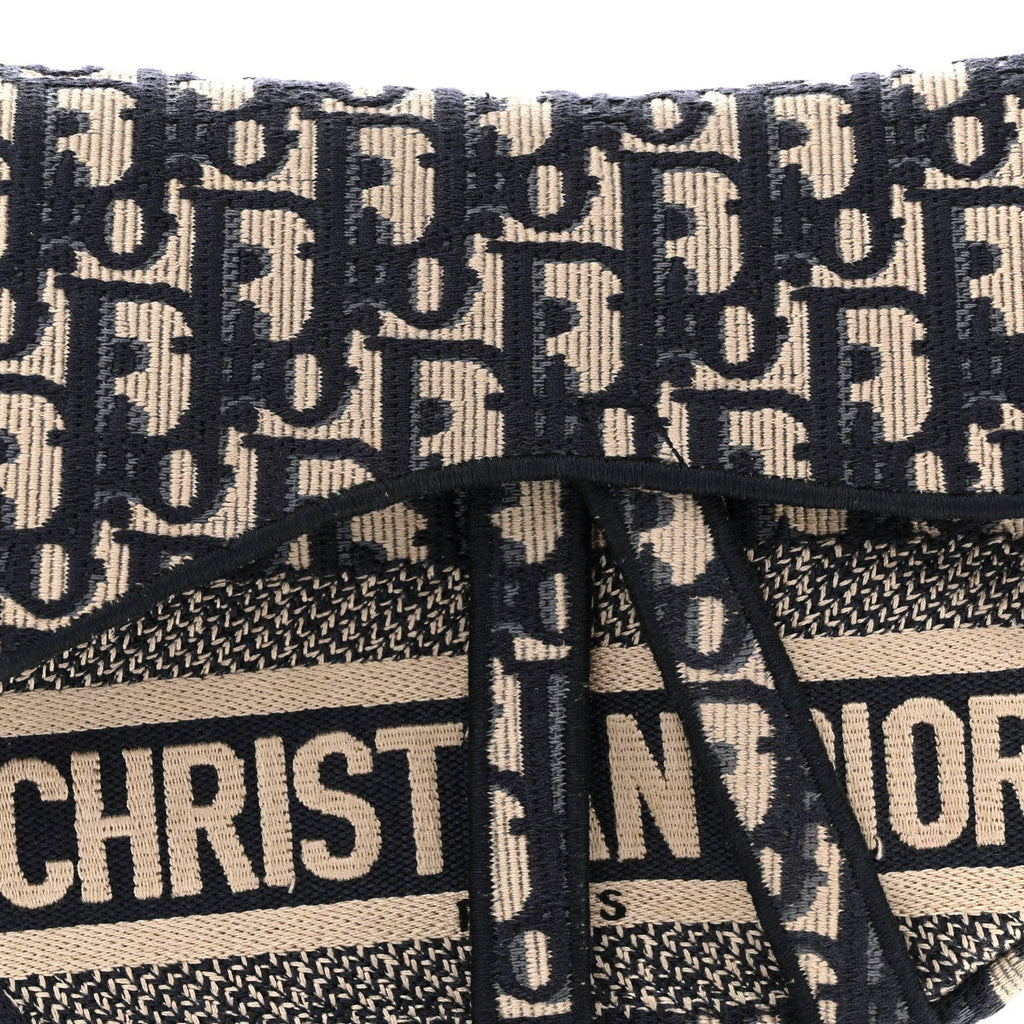 Oblique Embroidered Saddle Bag Blue