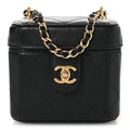 Lambskin Quilted Vanity Clutch With Chain Black