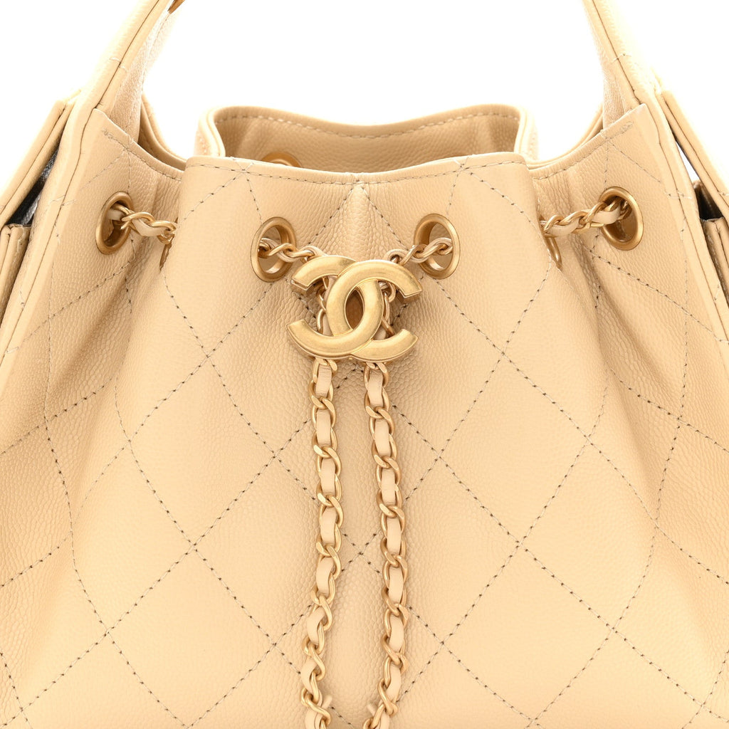 Caviar Quilted Mini Chanel 25 Handbag Beige