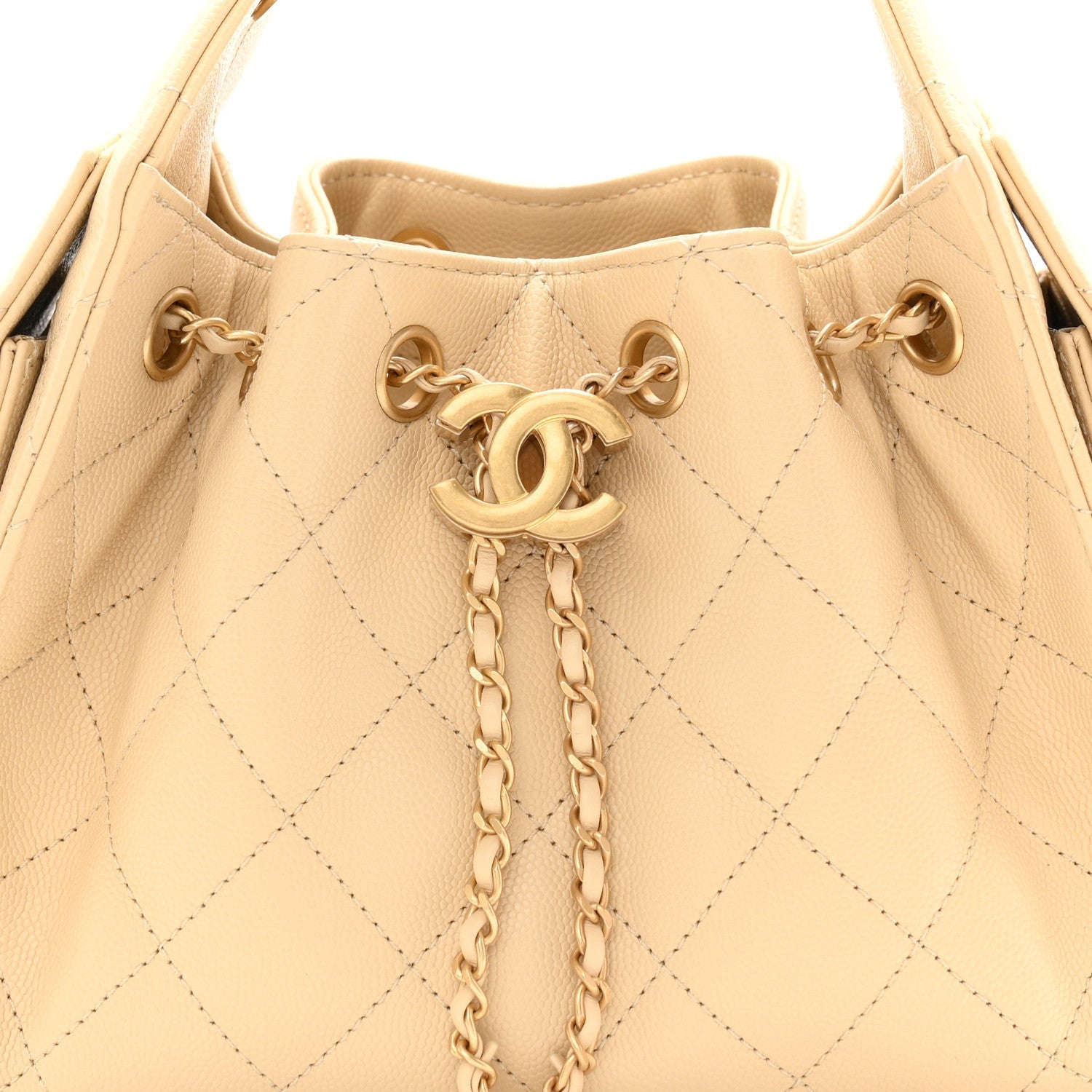 Caviar Quilted Mini Chanel 25 Handbag Beige