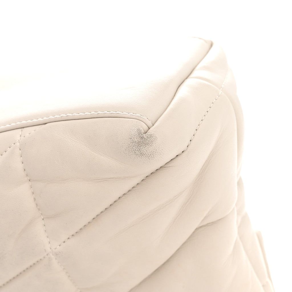 Lambskin Quilted Small Loulou Puffer Monogram Chain Satchel Crema Soft