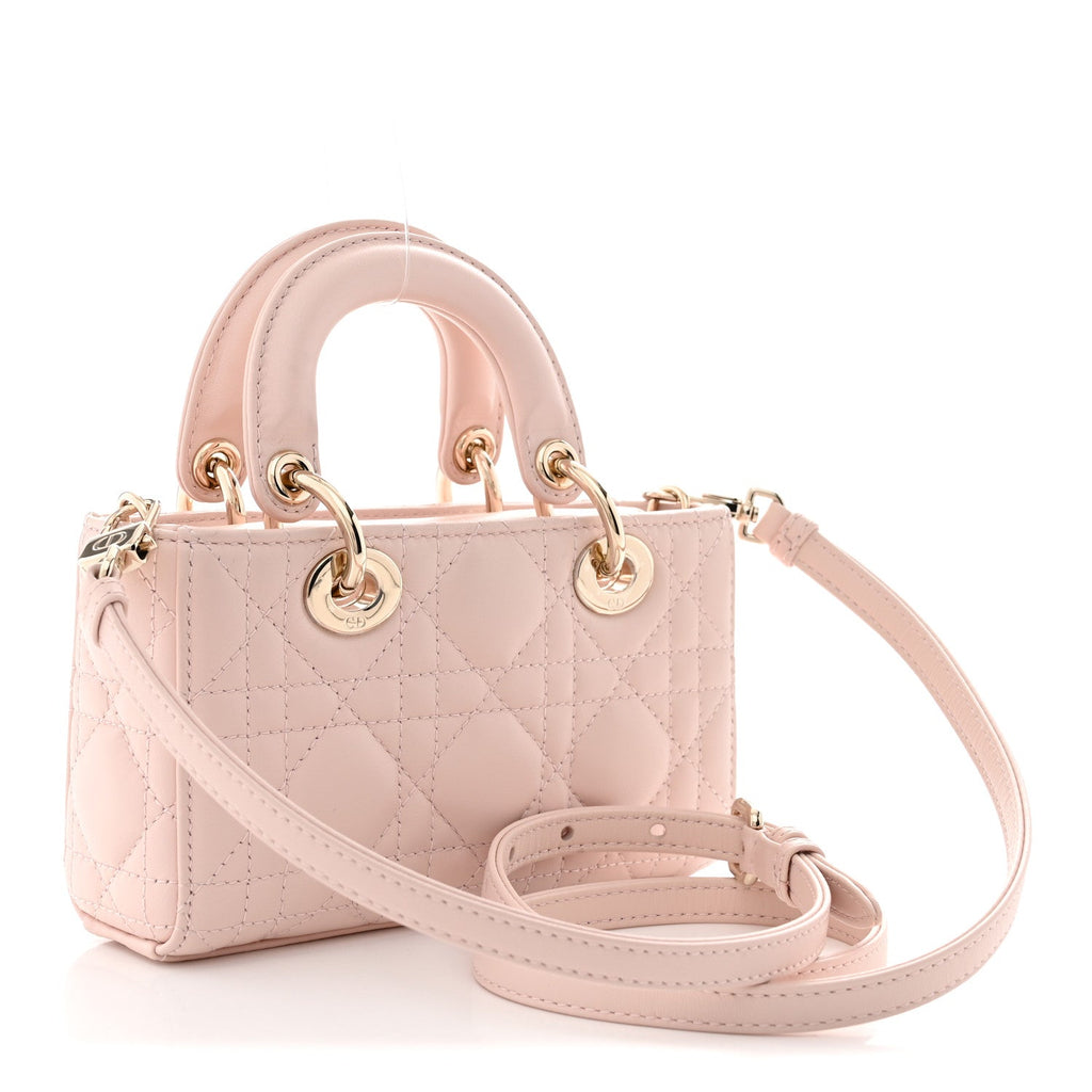 Lambskin Cannage Micro Lady D-Joy Powder Pink