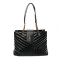 Calfskin Y Quilted Monogram Large Loulou Shopper Black