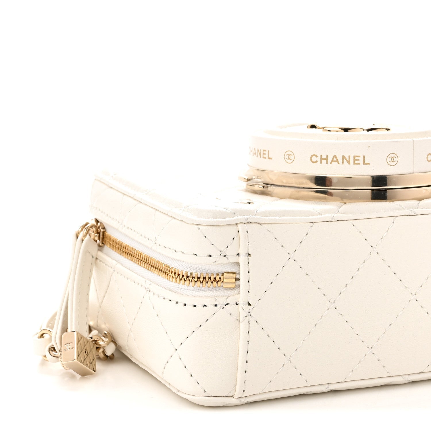 Lambskin Quilted Coco Click Bag White