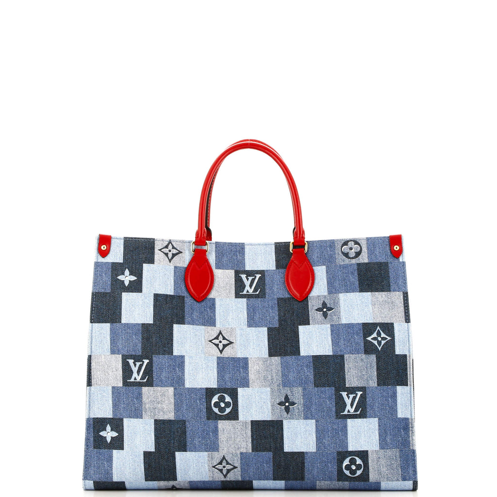 Louis Vuitton OnTheGo Tote Damier and Monogram Patchwork Denim GM