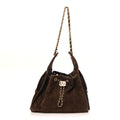 Suede Quilted Small Chanel 25 Handbag Dark Brown