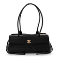 Grained Calfskin Stitched Urban Essentials Small Shopping Bag Black