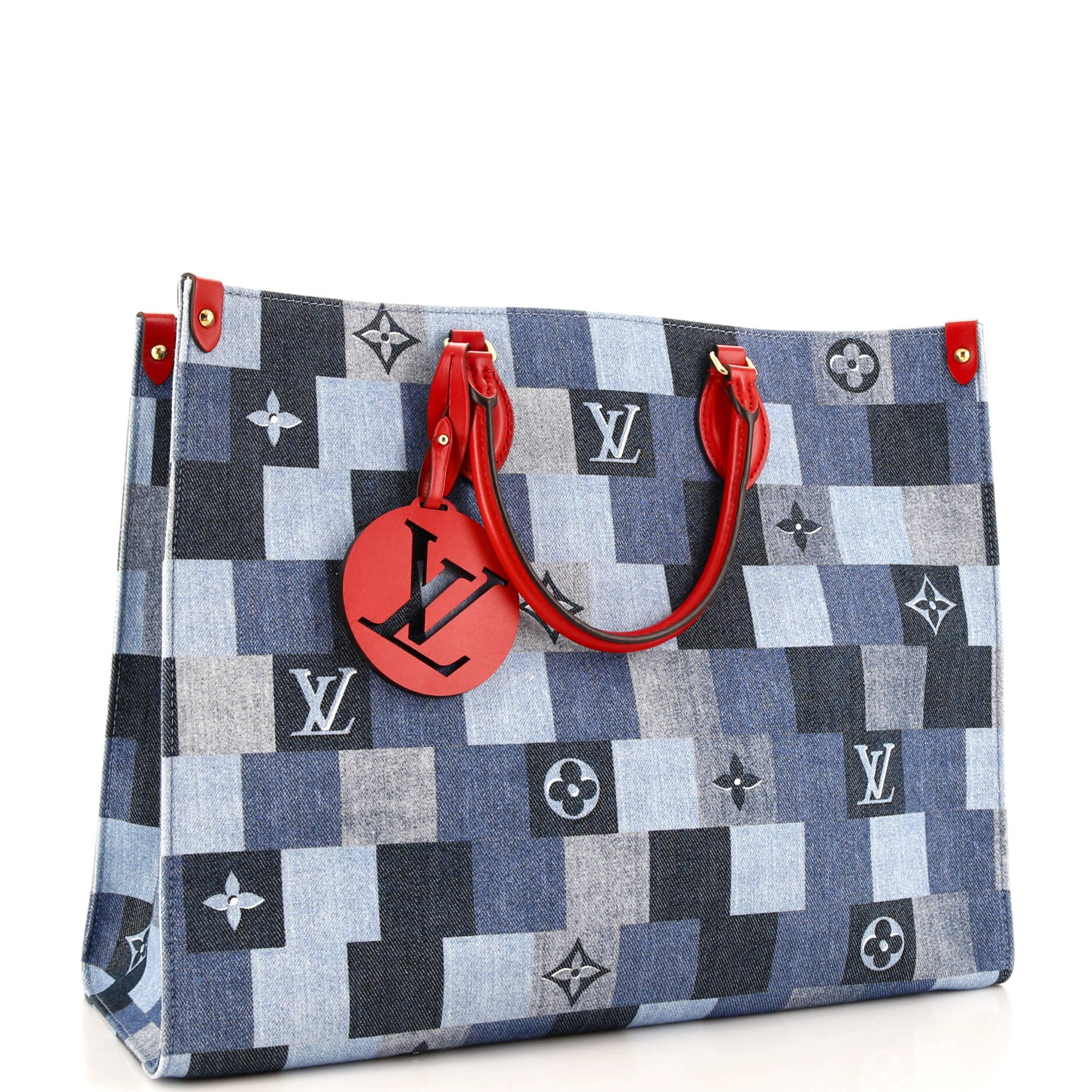 Louis Vuitton OnTheGo Tote Damier and Monogram Patchwork Denim GM