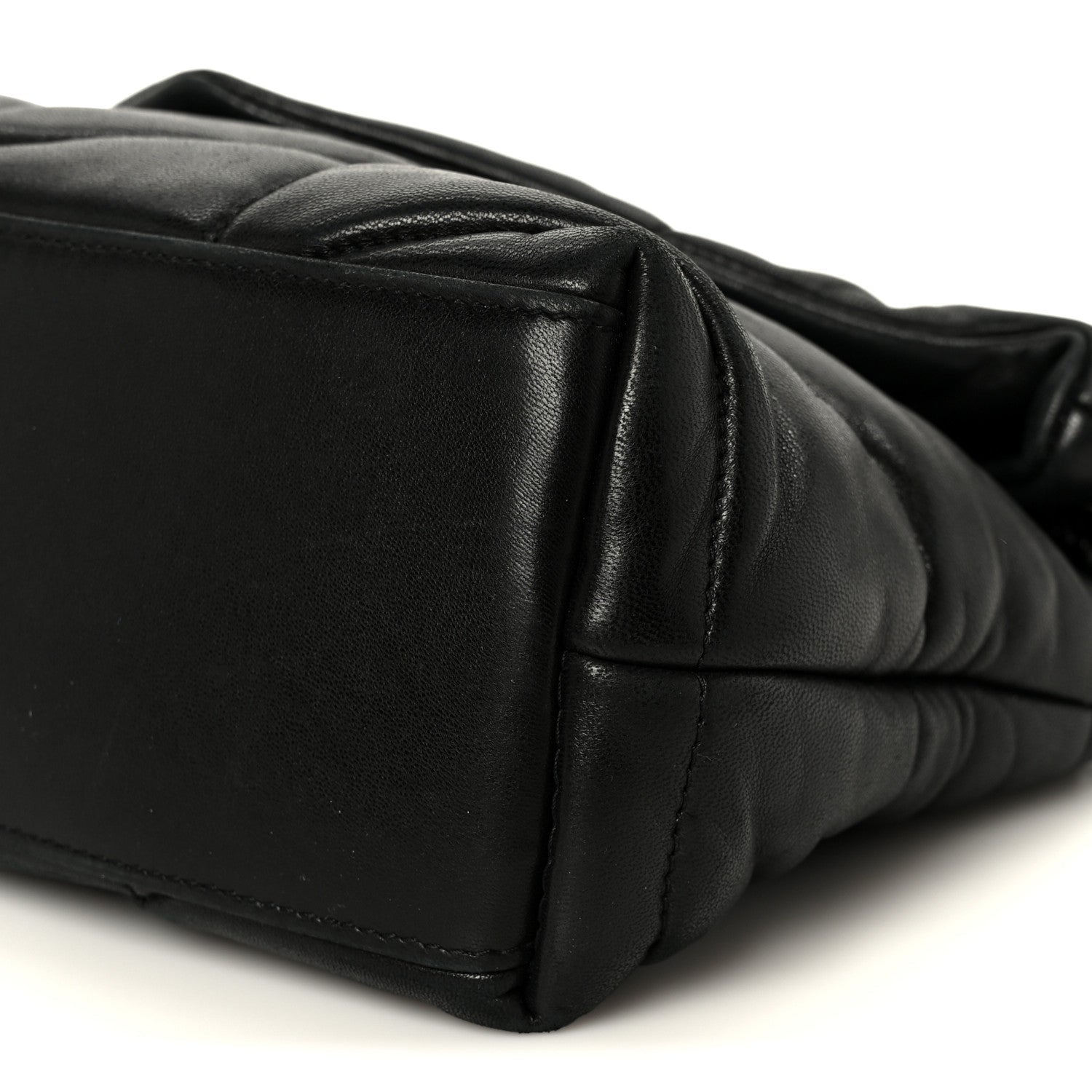 Lambskin Quilted Monogram Monochrome Small Loulou Puffer Chain Satchel Black