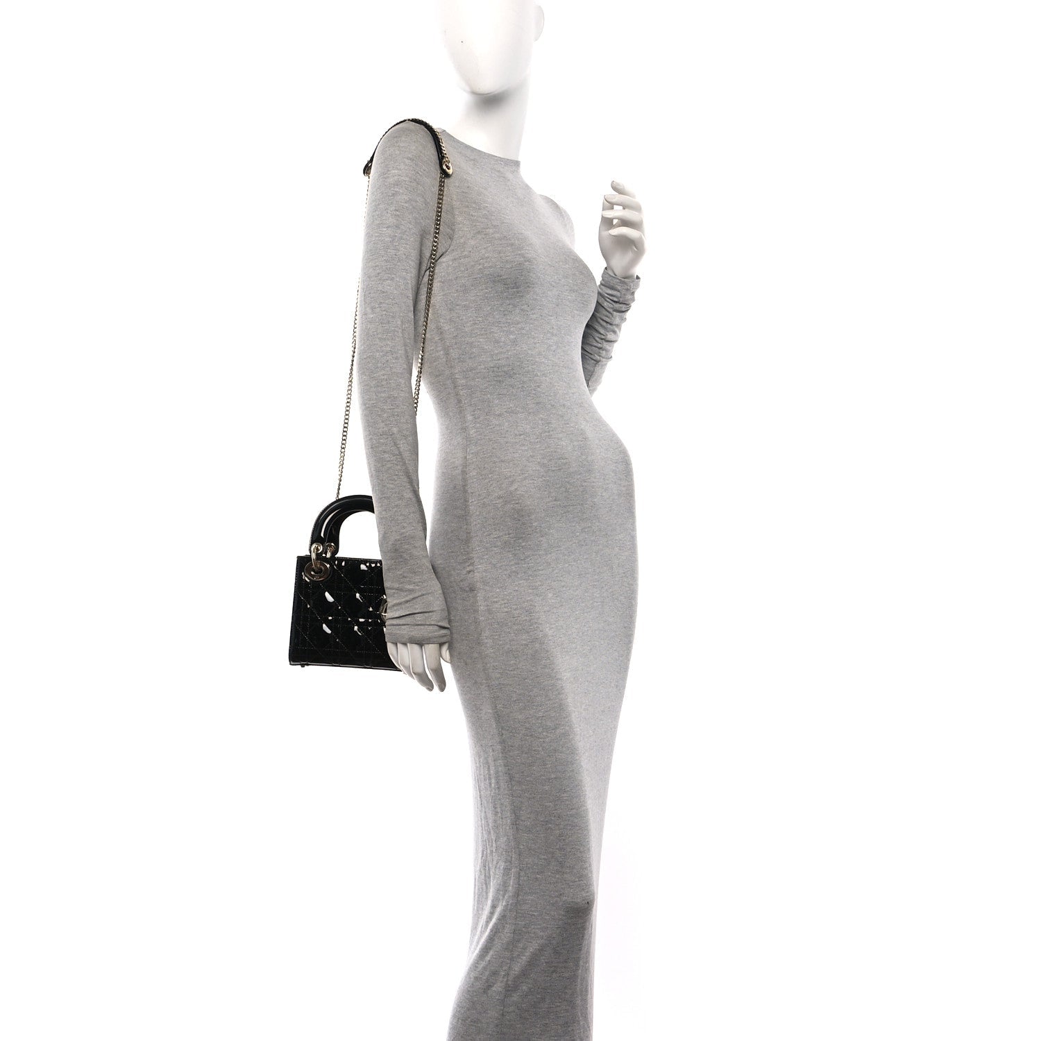 Patent Cannage Mini Lady Dior Black