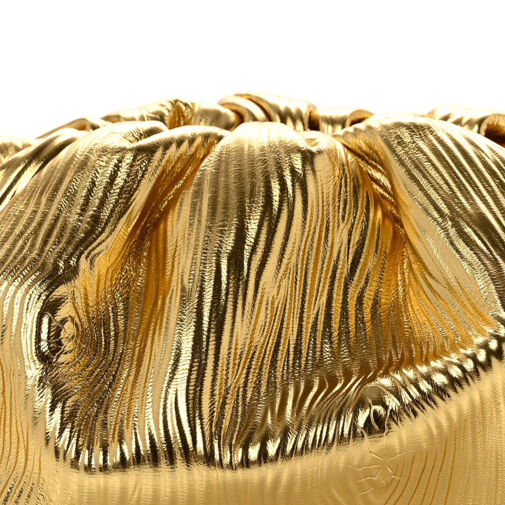 Metallic Bark Calfskin Embossed The Pouch Oversized Clutch Oro