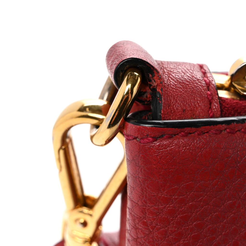 Vitello Daino Zippered Crossbody Bag Rosso