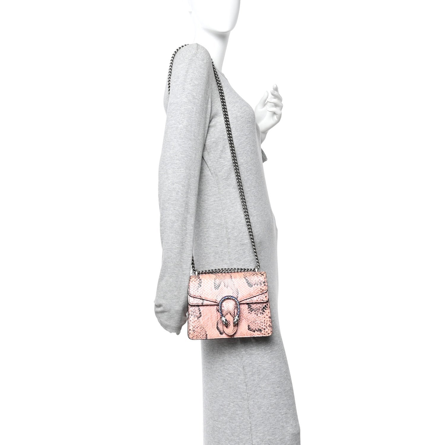 Snakeskin Enamel Mini Dionysus Shoulder Bag Pastel Pink