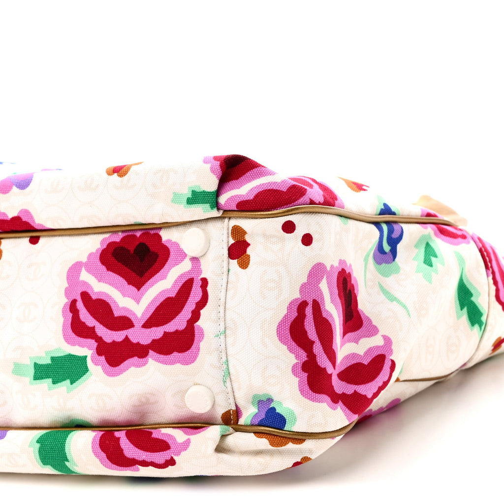 Canvas Floral Print Tote Multicolor