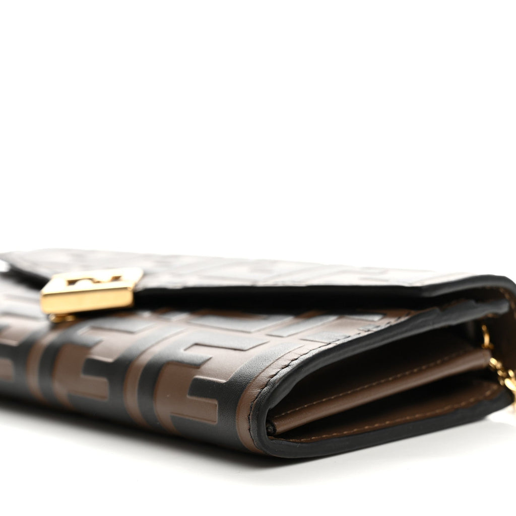 Vitello Soft F is Fendi Bi-Color FF 1974 Embossed Continental Envelope Wallet On Chain Maya Black