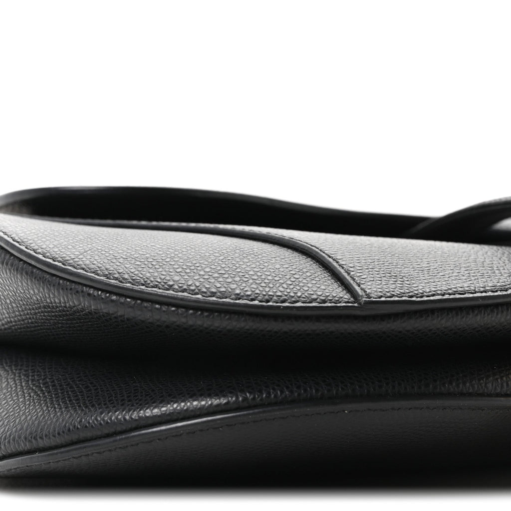 Grained Calfskin Saddle Bag Black