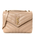 Calfskin Y Quilted Monogram Small Loulou Chain Satchel Dark Beige