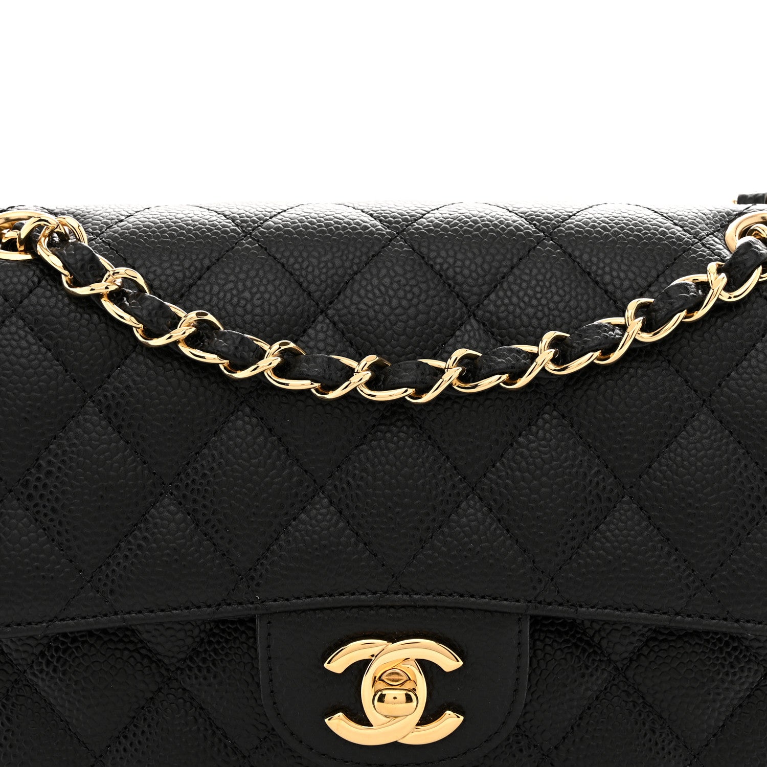 Caviar Quilted Small Double Flap Black