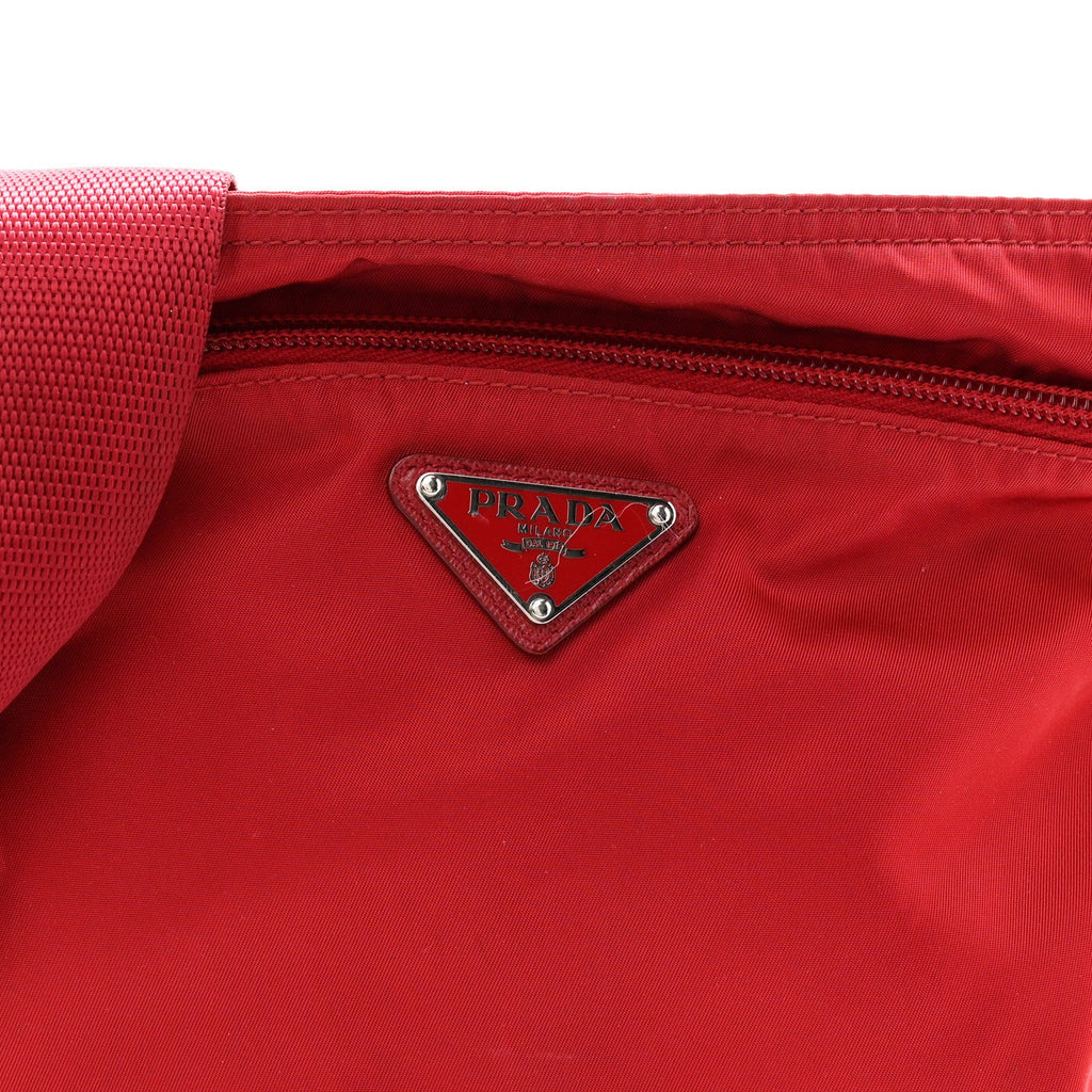 Nylon Vela Saffiano Flat Messenger Bag Rosso