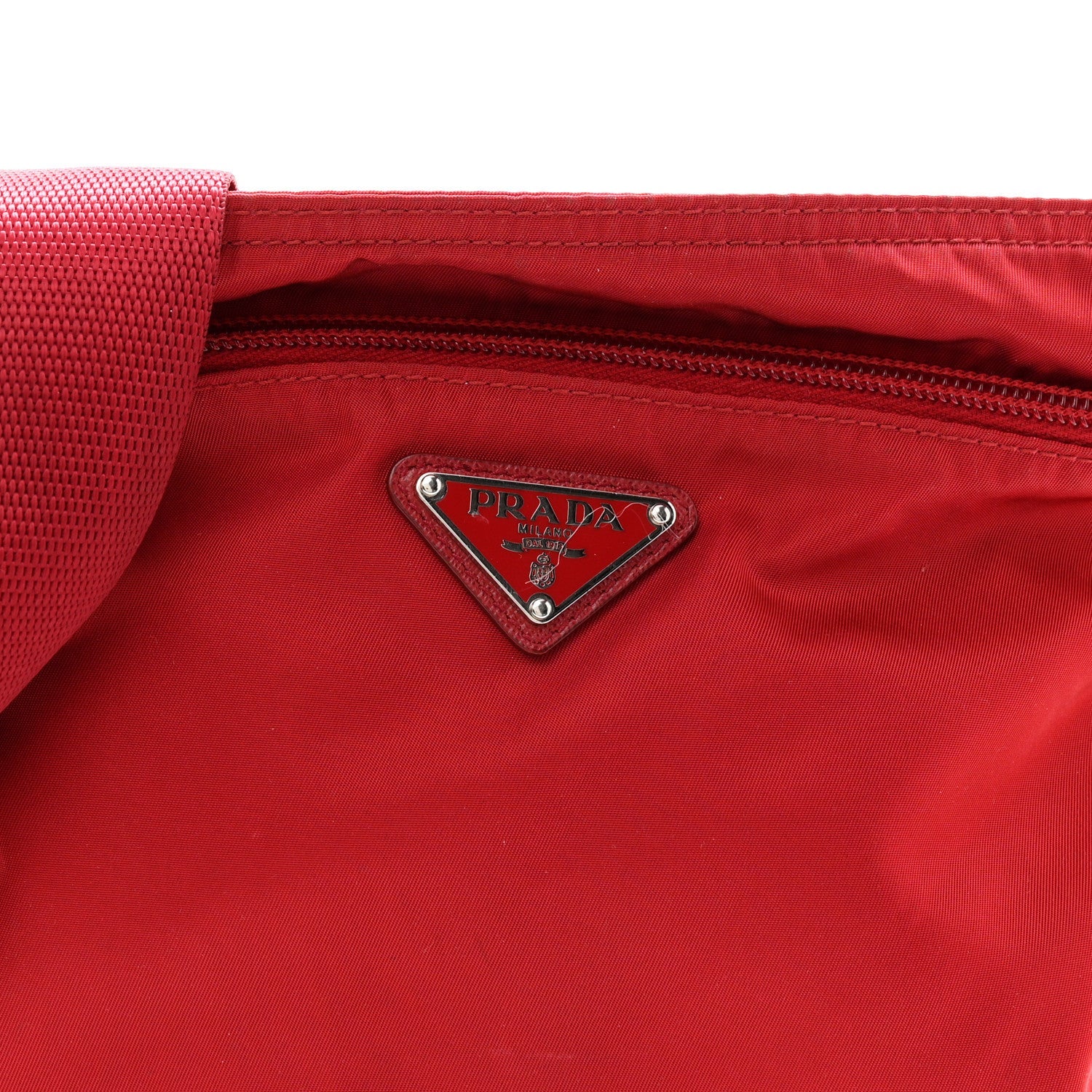 Nylon Vela Saffiano Flat Messenger Bag Rosso