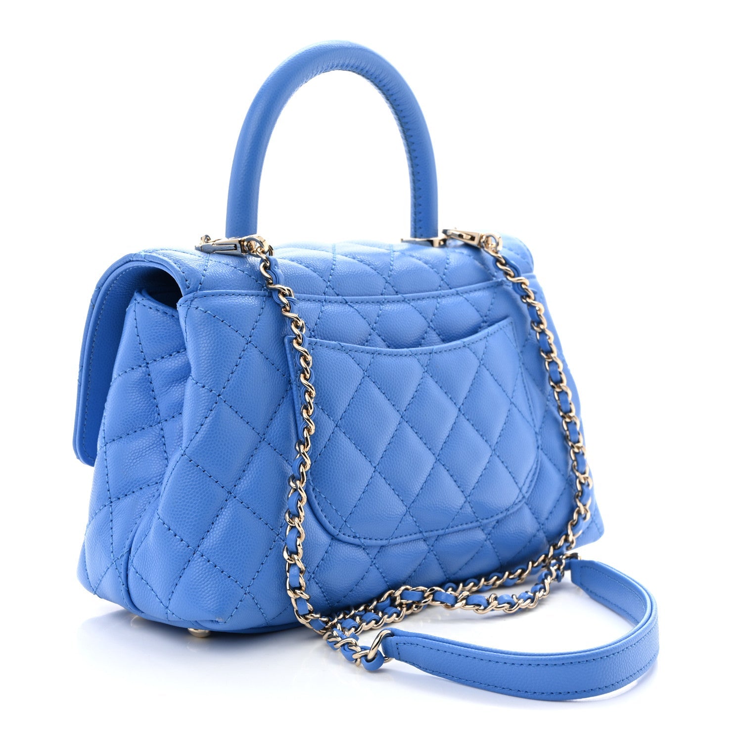Caviar Quilted Mini Coco Handle Flap Blue