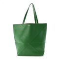 Shiny Calfskin XL Puzzle Fold Tote Tropical Green