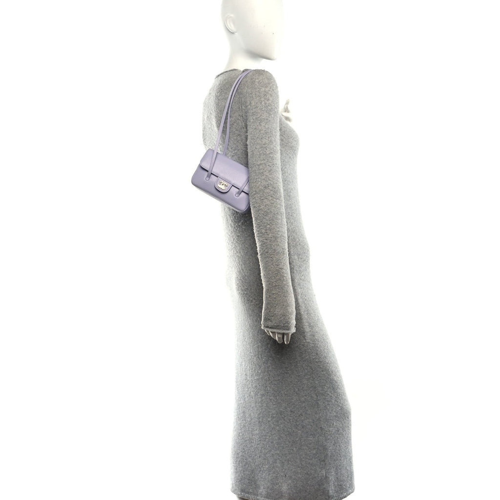 Shiny Caviar Mini Preppy Coco Shoulder Bag Purple