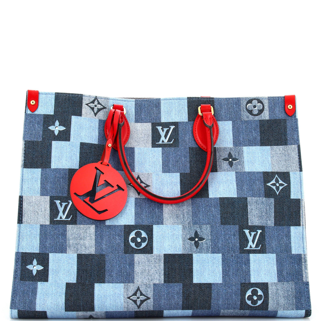 Louis Vuitton OnTheGo Tote Damier and Monogram Patchwork Denim GM