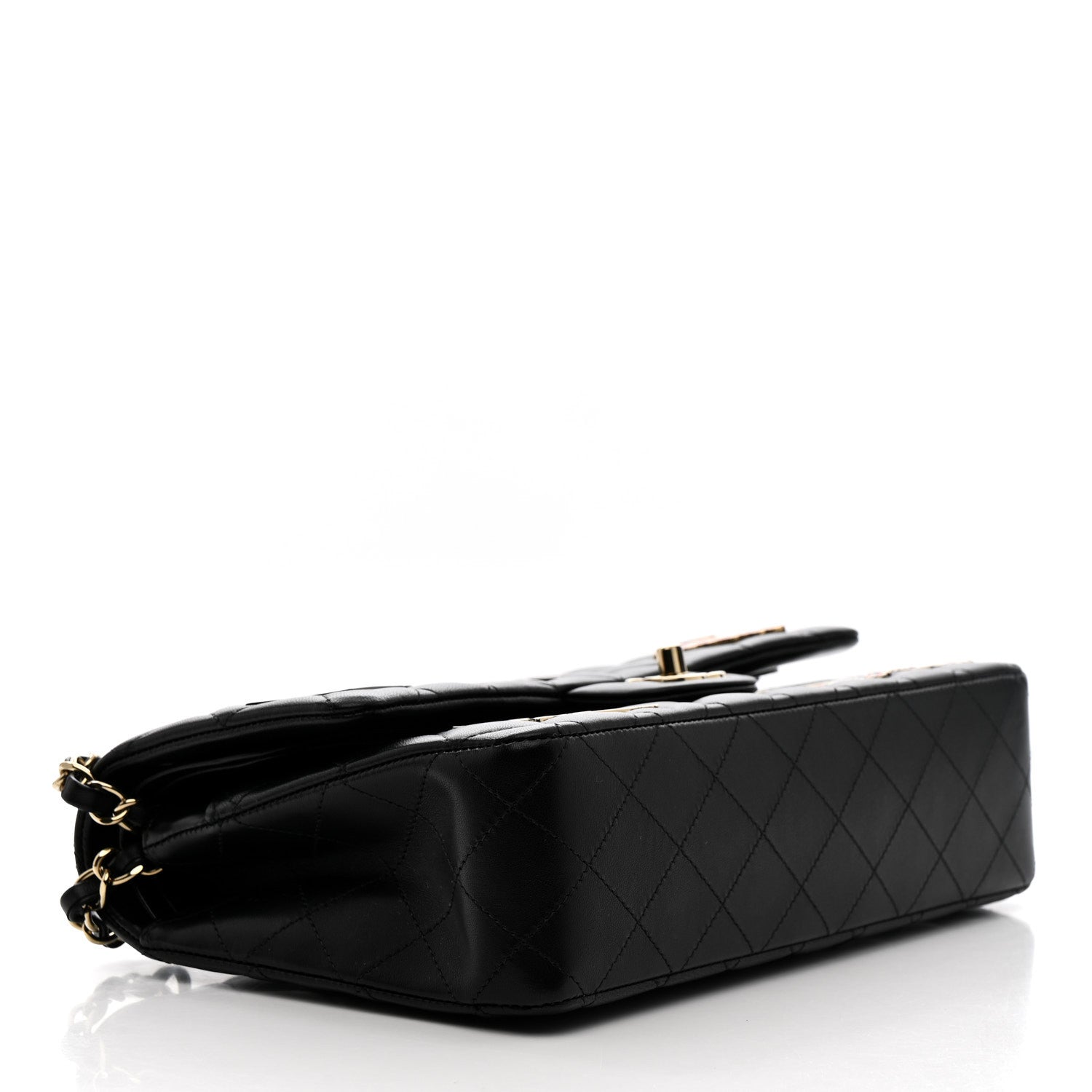 Lambskin Quilted Medium Hollywood Charms Double Flap Black