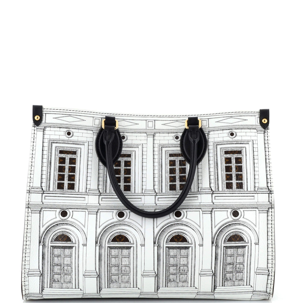 Louis Vuitton OnTheGo Tote Limited Edition Fornasetti Architettura Print Leather and Monogram Canvas MM