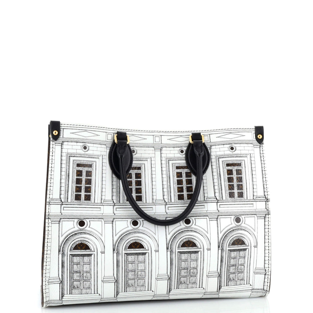 Louis Vuitton OnTheGo Tote Limited Edition Fornasetti Architettura Print Leather and Monogram Canvas MM