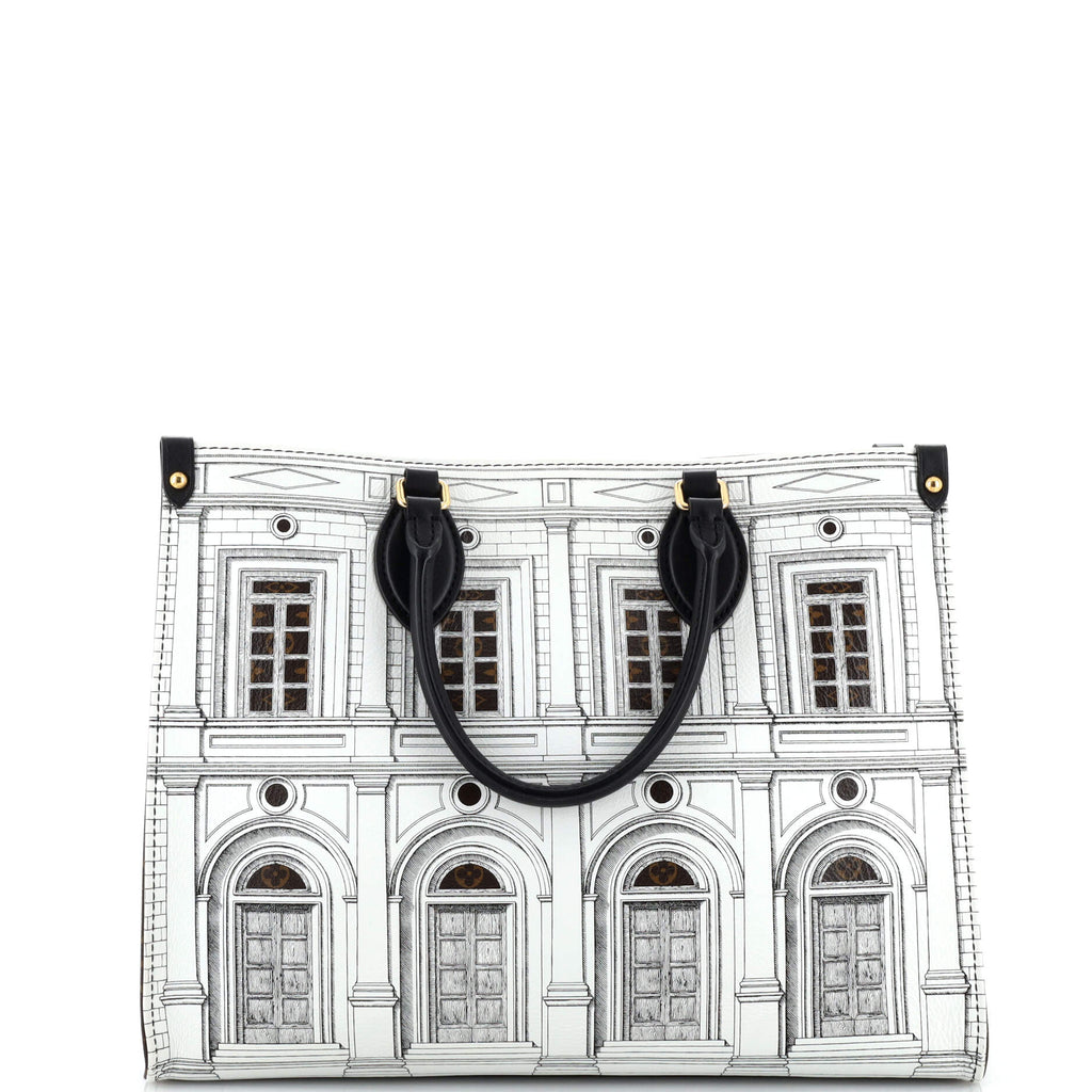 Louis Vuitton OnTheGo Tote Limited Edition Fornasetti Architettura Print Leather and Monogram Canvas MM