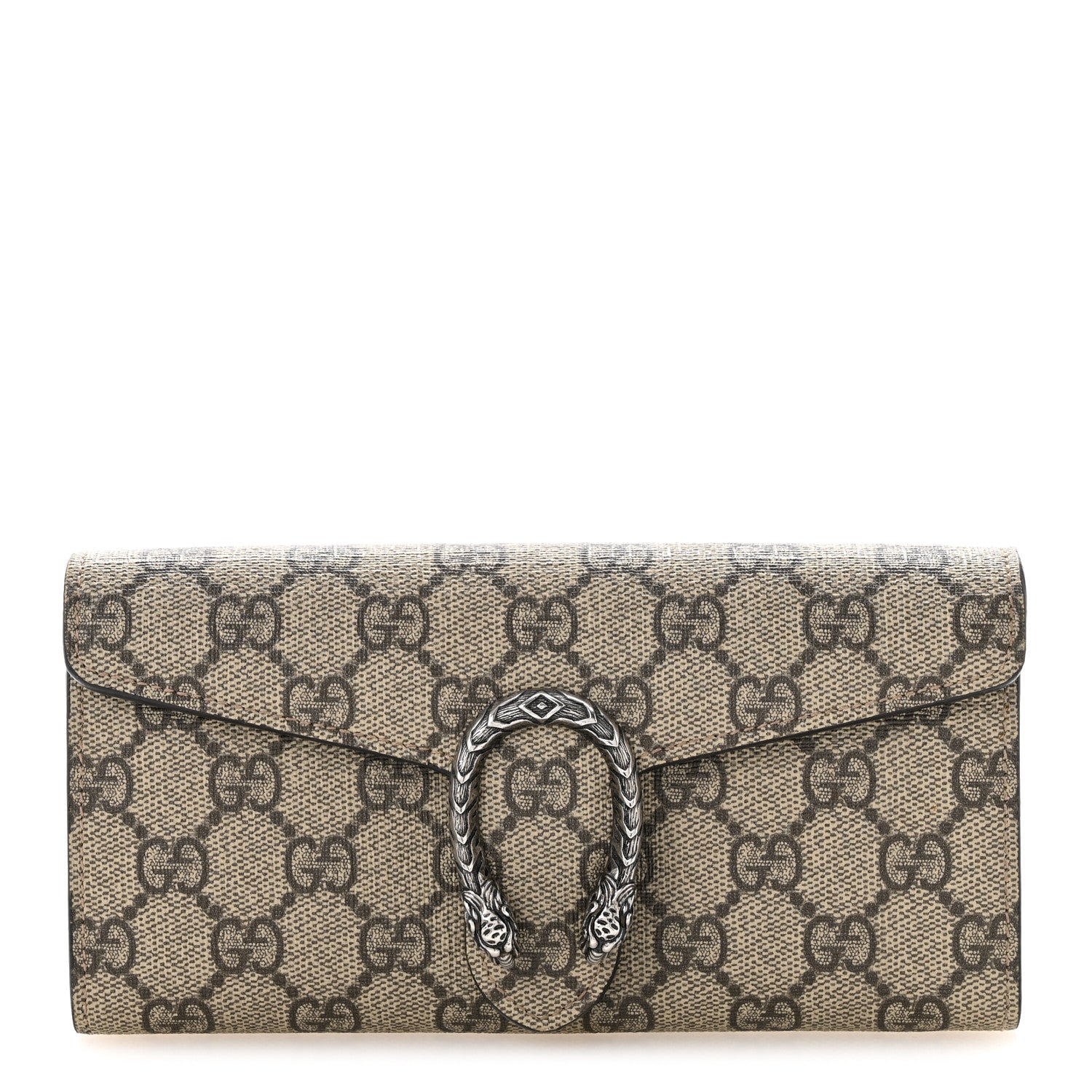 GG Supreme Monogram Dionysus Chain Clutch Wallet Beige Taupe