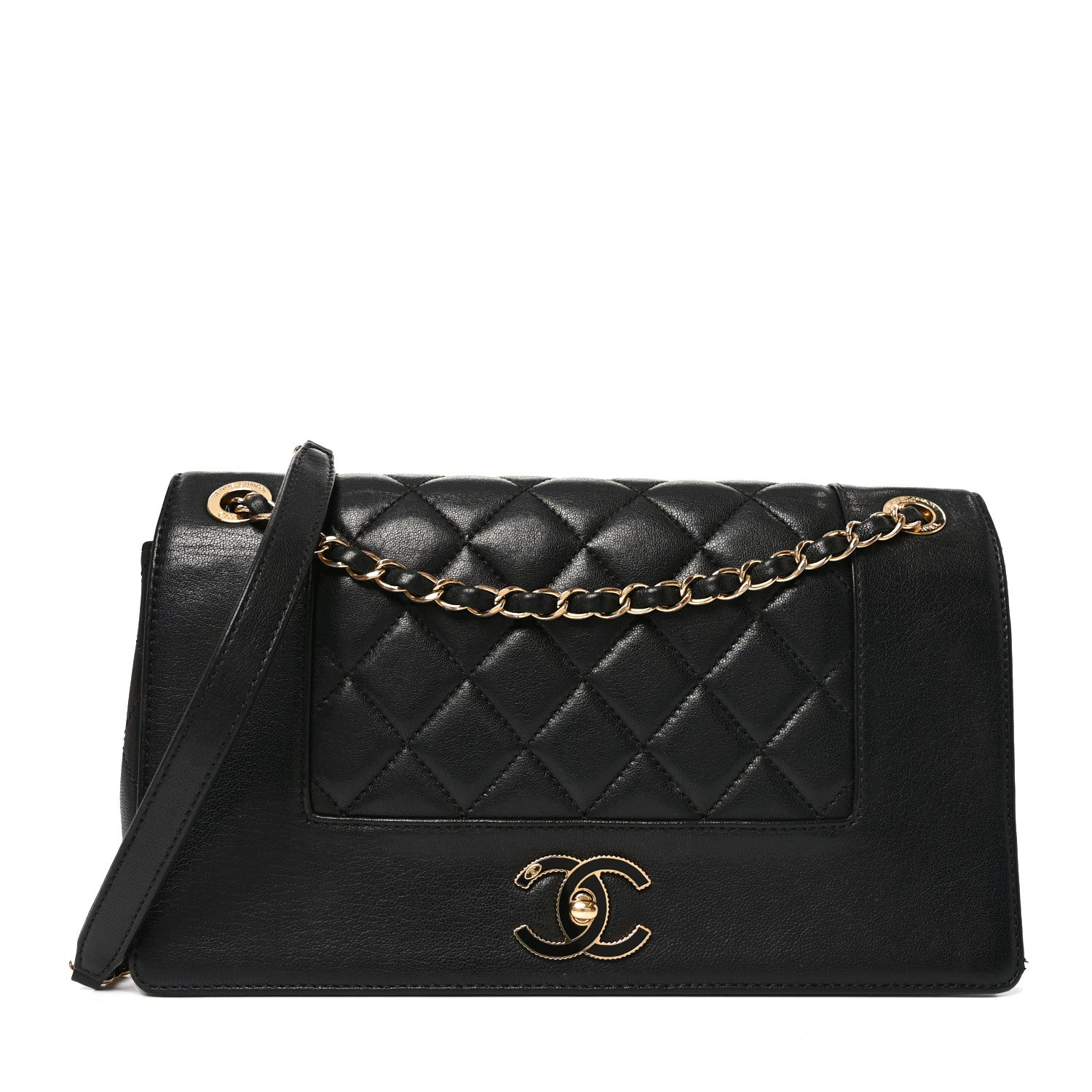 Sheepskin Quilted Vintage Mademoiselle Flap Black