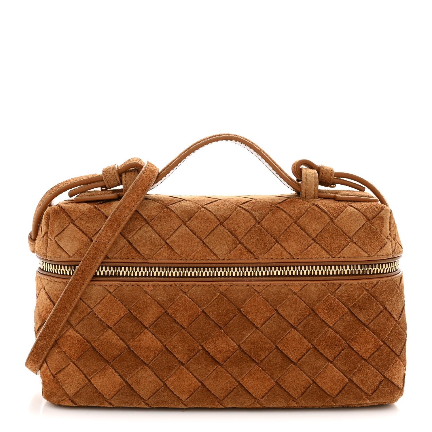 Suede Intrecciato Bang Bang Vanity Case Amber