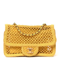 Mesh Macrame Small Flap Bag Yellow