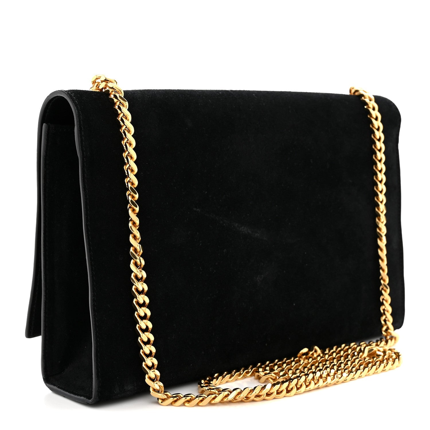 Suede Medium Classic Monogram Kate Tassel Satchel Black